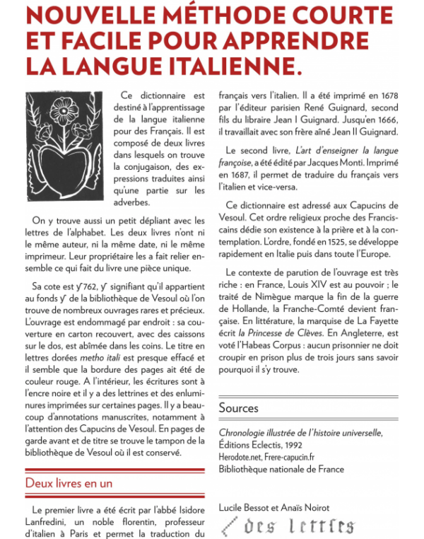 Drôles d'enquêtes sur les dictionnaires précieux de la bibliothèque de vesoul