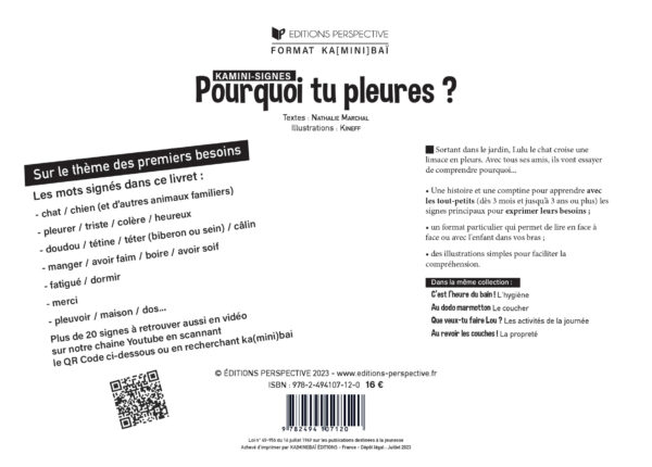 KAMINI-SIGNES Pourquoi tu pleures? 4e de couv